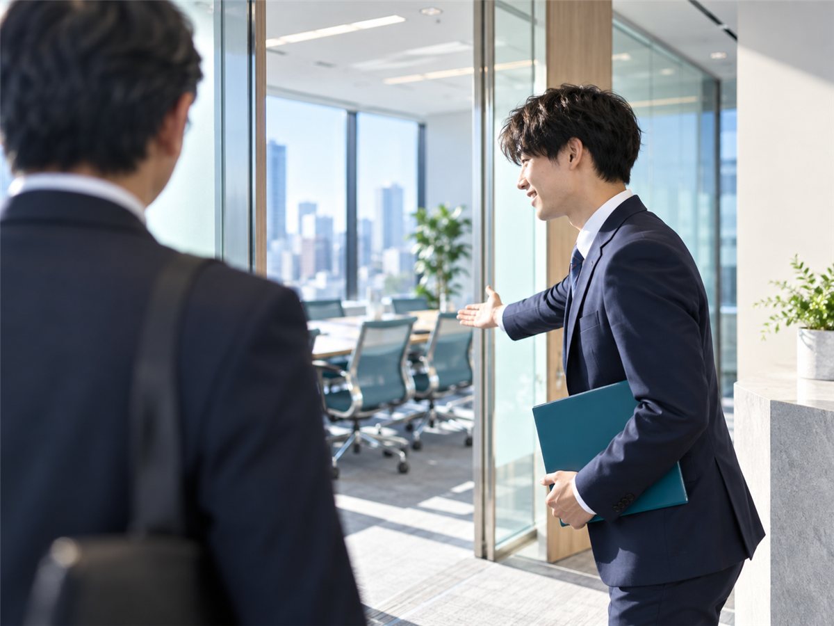 商談を終えて空を見上げる新人営業