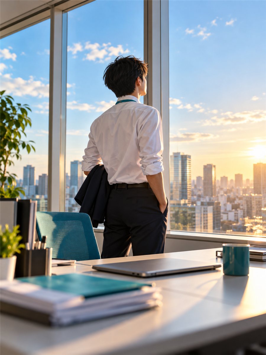 先輩と並んで歩く新人営業